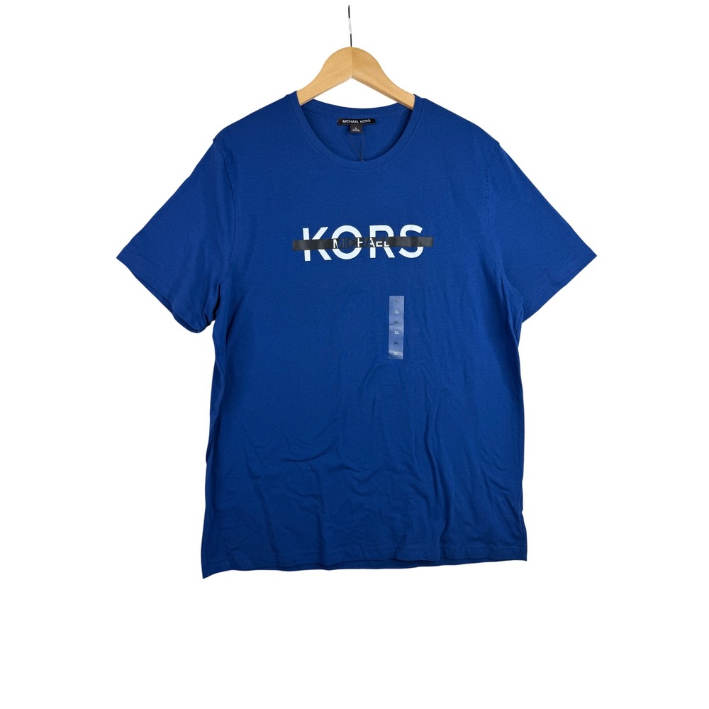 NWT Michael Kors Men's "KORS" Logo Graphic Crewneck Shirt size XL Blue/Black